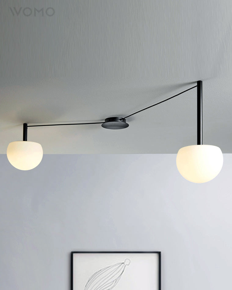 Multi-Globe Pendant Light Metal & Frosted Glass 47 Inch Adjustable White Fixture for Dining Room Kitchen Island Bedroom Modern Scandinavian