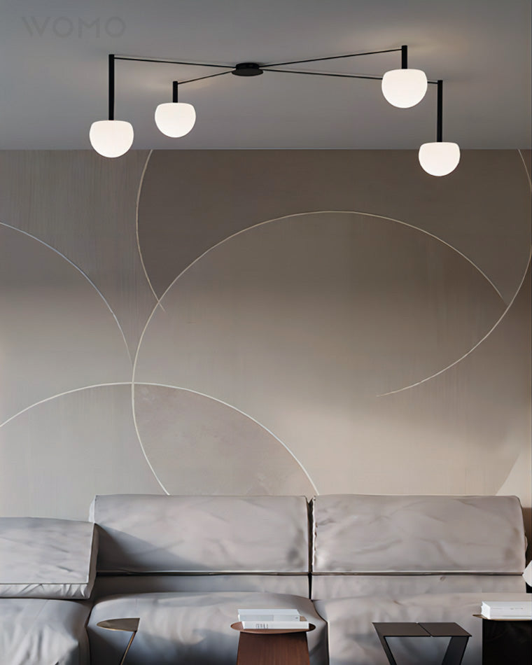 Multi-Globe Pendant Light Metal & Frosted Glass 47 Inch Adjustable White Fixture for Dining Room Kitchen Island Bedroom Modern Scandinavian