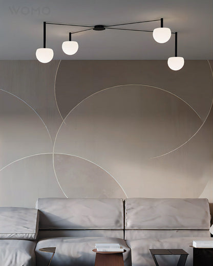 Multi-Globe Pendant Light Metal & Frosted Glass 47 Inch Adjustable White Fixture for Dining Room Kitchen Island Bedroom Modern Scandinavian