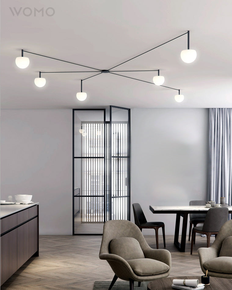 Multi-Globe Pendant Light Metal & Frosted Glass 47 Inch Adjustable White Fixture for Dining Room Kitchen Island Bedroom Modern Scandinavian