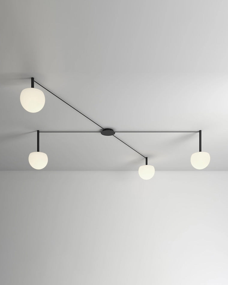 Multi-Globe Pendant Light Metal & Frosted Glass 47 Inch Adjustable White Fixture for Dining Room Kitchen Island Bedroom Modern Scandinavian