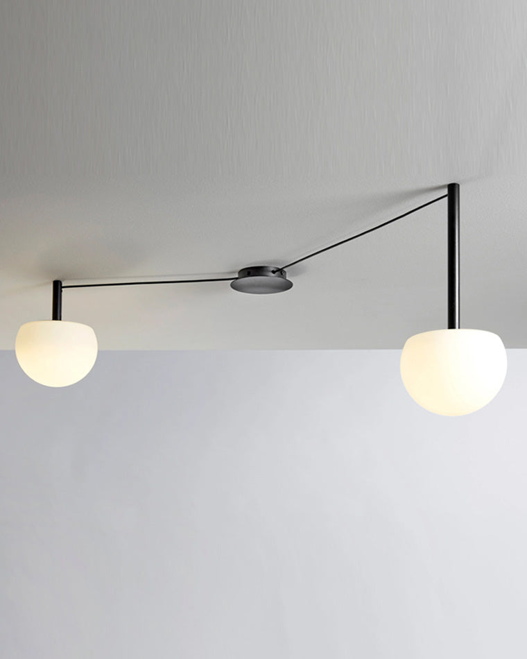 Multi-Globe Pendant Light Metal & Frosted Glass 47 Inch Adjustable White Fixture for Dining Room Kitchen Island Bedroom Modern Scandinavian