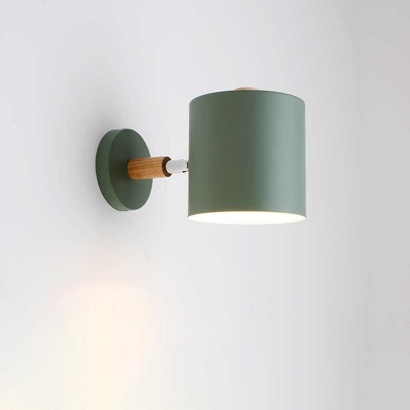 Swivel Arm Sconce Lamp E27 Socket 5 in Metal & Wood Pink Bedside Light for Bedroom Reading Nook Task Lighting Modern Minimalist Hallway