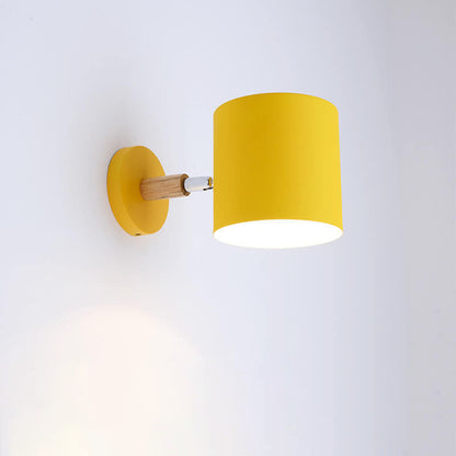 Swivel Arm Sconce Lamp E27 Socket 5 in Metal & Wood Pink Bedside Light for Bedroom Reading Nook Task Lighting Modern Minimalist Hallway