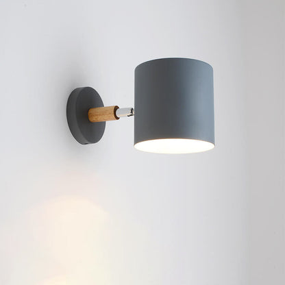 Swivel Arm Sconce Lamp E27 Socket 5 in Metal & Wood Pink Bedside Light for Bedroom Reading Nook Task Lighting Modern Minimalist Hallway