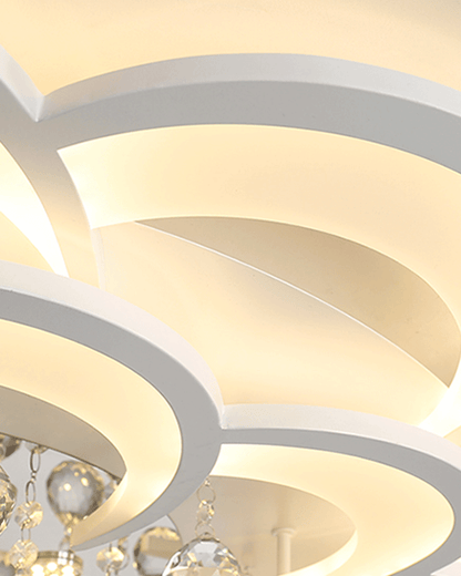 Dimmable LED Flush Mount Light with Crystal Accents 21-Inch Round for Bedroom Living Room Dining Room Contemporary Home Lighting Fixture
