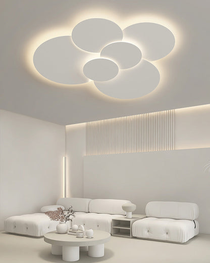 Flush Mount LED Ceiling Light Fixture 31.5×28 in Dimmable Remote Control White Acrylic Modern Disc Design for Bedroom Living Room Bathroom 1