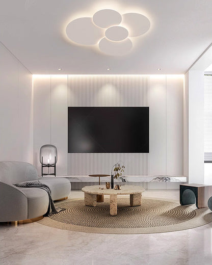 Flush Mount LED Ceiling Light Fixture 31.5×28 in Dimmable Remote Control White Acrylic Modern Disc Design for Bedroom Living Room Bathroom 1