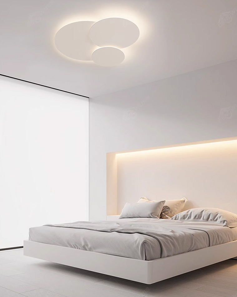 Flush Mount LED Ceiling Light Fixture 31.5×28 in Dimmable Remote Control White Acrylic Modern Disc Design for Bedroom Living Room Bathroom 1