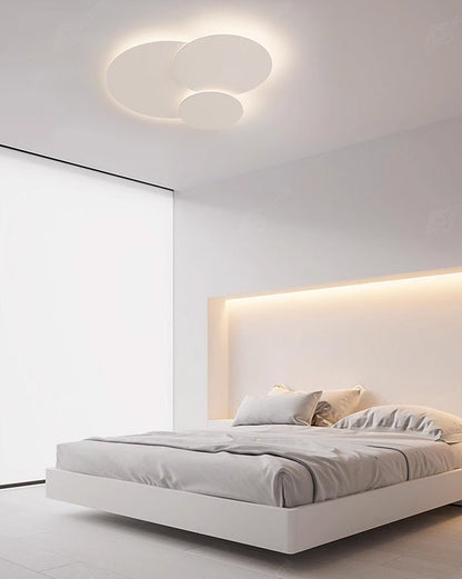 Flush Mount LED Ceiling Light Fixture 31.5×28 in Dimmable Remote Control White Acrylic Modern Disc Design for Bedroom Living Room Bathroom 1