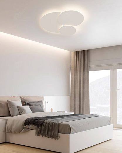 Flush Mount LED Ceiling Light Fixture 31.5×28 in Dimmable Remote Control White Acrylic Modern Disc Design for Bedroom Living Room Bathroom 1