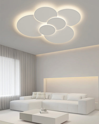 Flush Mount LED Ceiling Light Fixture 31.5×28 in Dimmable Remote Control White Acrylic Modern Disc Design for Bedroom Living Room Bathroom 1