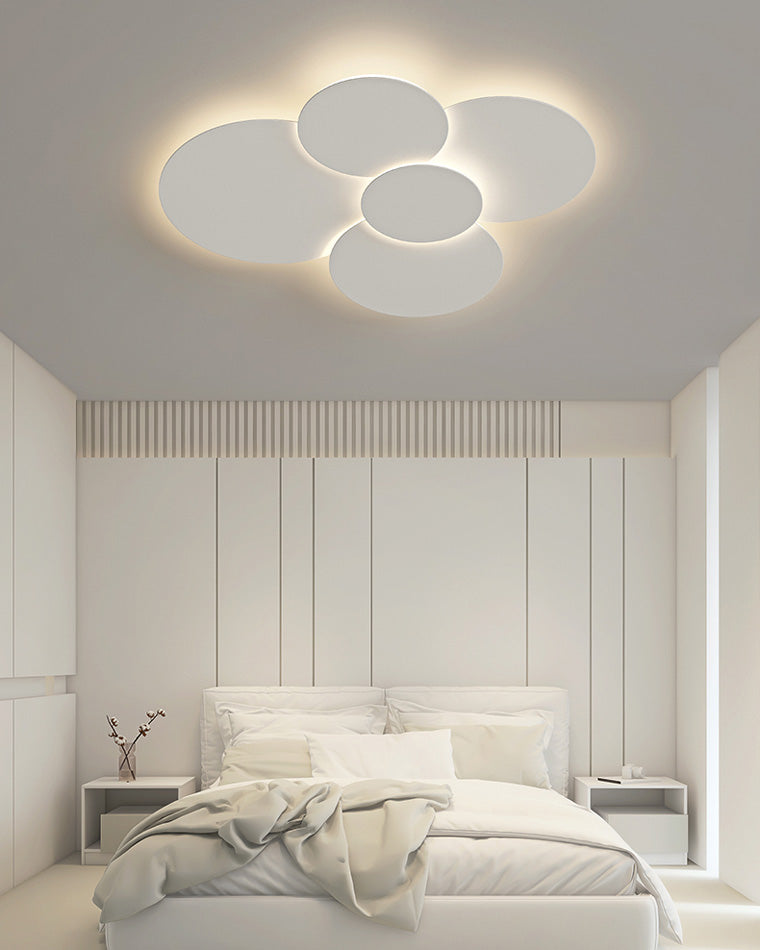 Flush Mount LED Ceiling Light Fixture 31.5×28 in Dimmable Remote Control White Acrylic Modern Disc Design for Bedroom Living Room Bathroom 1
