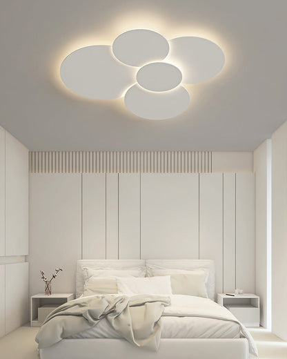 Flush Mount LED Ceiling Light Fixture 31.5×28 in Dimmable Remote Control White Acrylic Modern Disc Design for Bedroom Living Room Bathroom 1