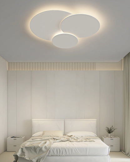 Flush Mount LED Ceiling Light Fixture 31.5×28 in Dimmable Remote Control White Acrylic Modern Disc Design for Bedroom Living Room Bathroom 1