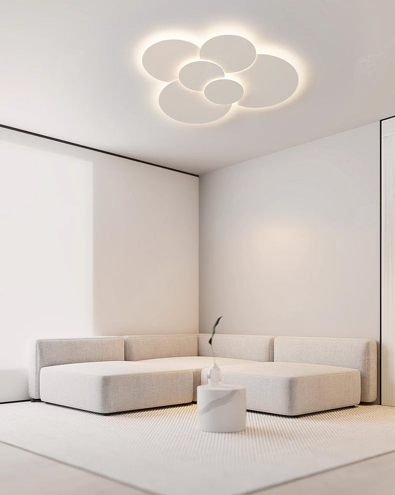 Flush Mount LED Ceiling Light Fixture 31.5×28 in Dimmable Remote Control White Acrylic Modern Disc Design for Bedroom Living Room Bathroom 1
