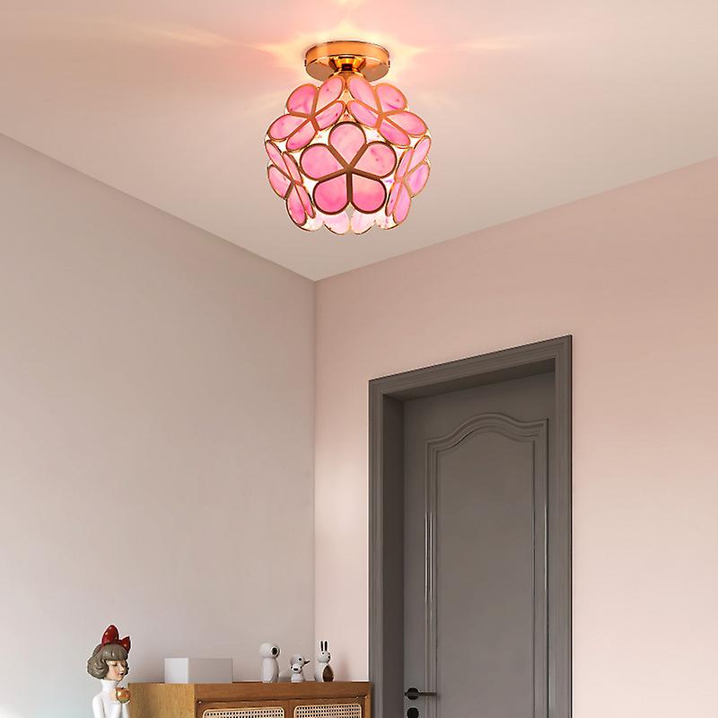 Flush Mount Flower Fixture in Gold with Acrylic Shade for Entryway Bedroom Small Spaces 8-Inch Modern LED Overhead Home Lighting