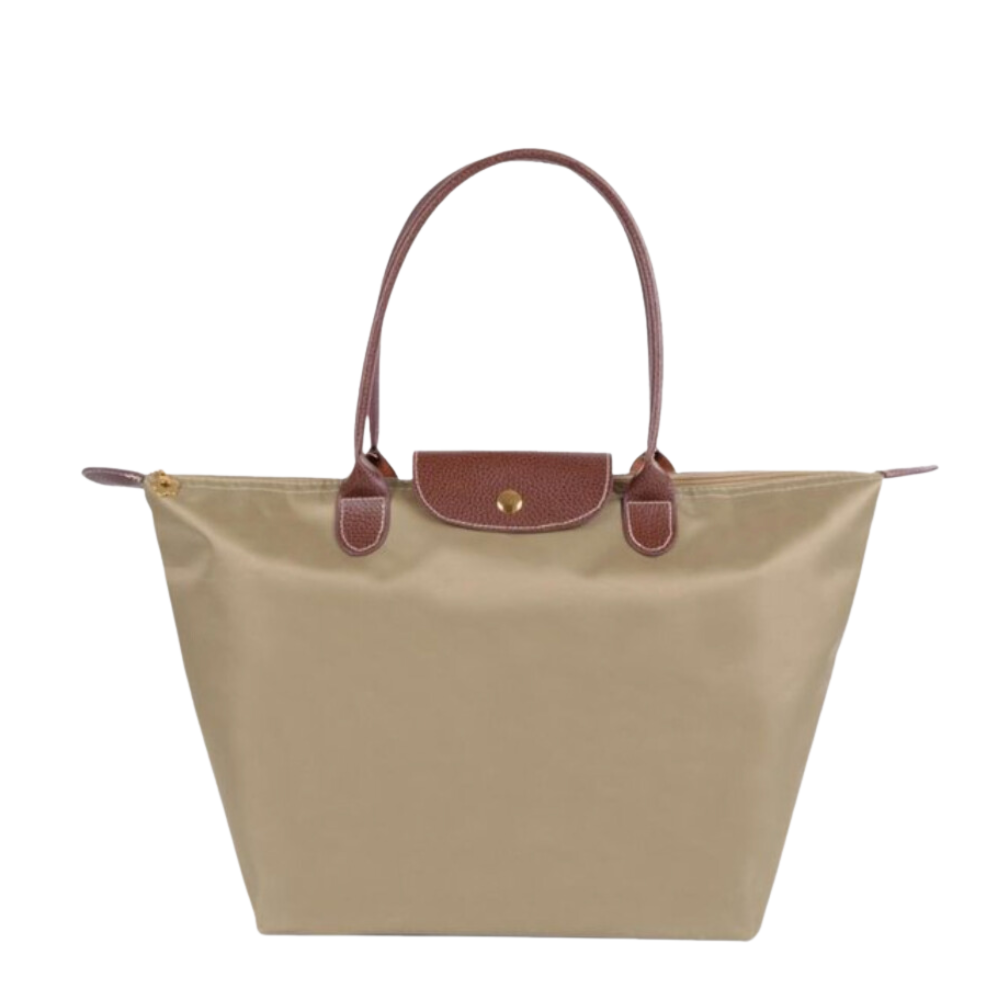 Water-Resistant Nylon Tote Bag with Leather Accents – Spacious Carryall for Work, Travel & Errands