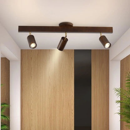 Adjustable LED Track Light 39 in Wood Finish Spotlight Bar Ceiling Mount for Kitchen Living Room Hallway Dining Room Modern Scandinavian Hom