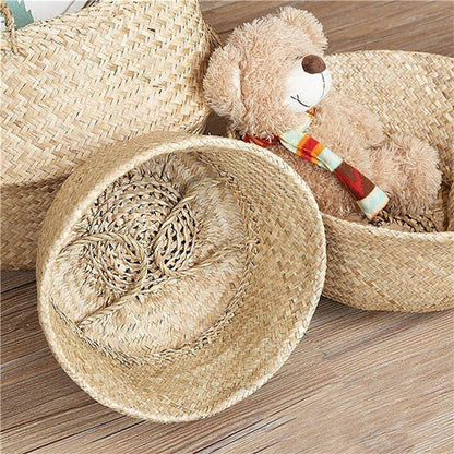 Artisan Rattan Planter or Storage Basket with Handles