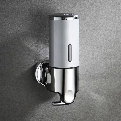 Wall Mount Soap Dispenser with Push Pump - Stainless Steel Liquid Holder for Shampoo, Lotion & Hand Wash in Bathroom, Kitchen, Shower