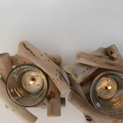 Driftwood Haven Candle Holder - Reclaimed Wood, Rustic Votive Candle Holder