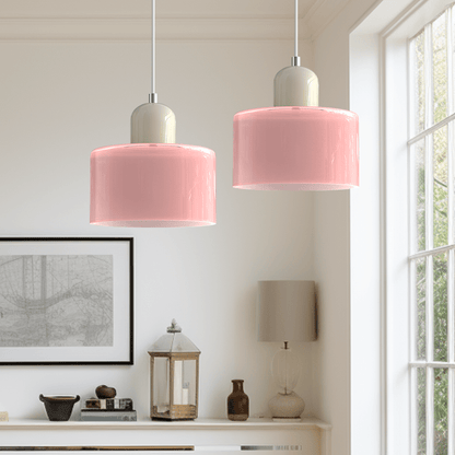 Handwoven Glass Pendant Light Bauhaus Style Indoor Hanging Lamp Adjustable Cable for Dining Room Kitchen Home Office