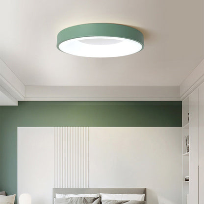 Round LED Overhead Fixture for Bedroom & Hallway – Ultra-Slim Iron & Acrylic Disc – Dimmable Options for Living Room & Entryway