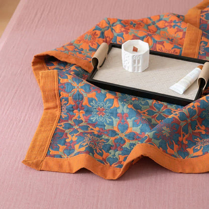 Six-Layer Cotton Quilt with Blue Pattern – Breathable Bed Blanket for Year-Round Comfort