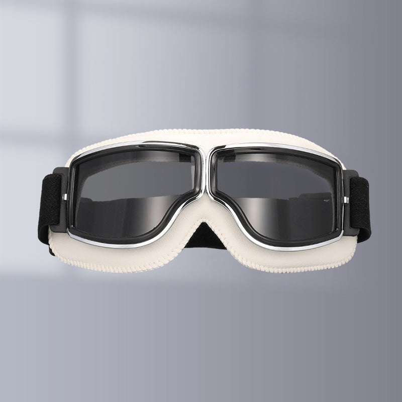 Retro Motorcycle Goggles with Adjustable Strap, UV Protection & Impact-Resistant Polycarbonate Lens for Riding, Cycling & Outdoor Use