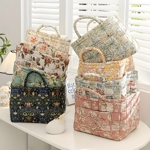 BloomNest – Vintage Floral Storage Basket