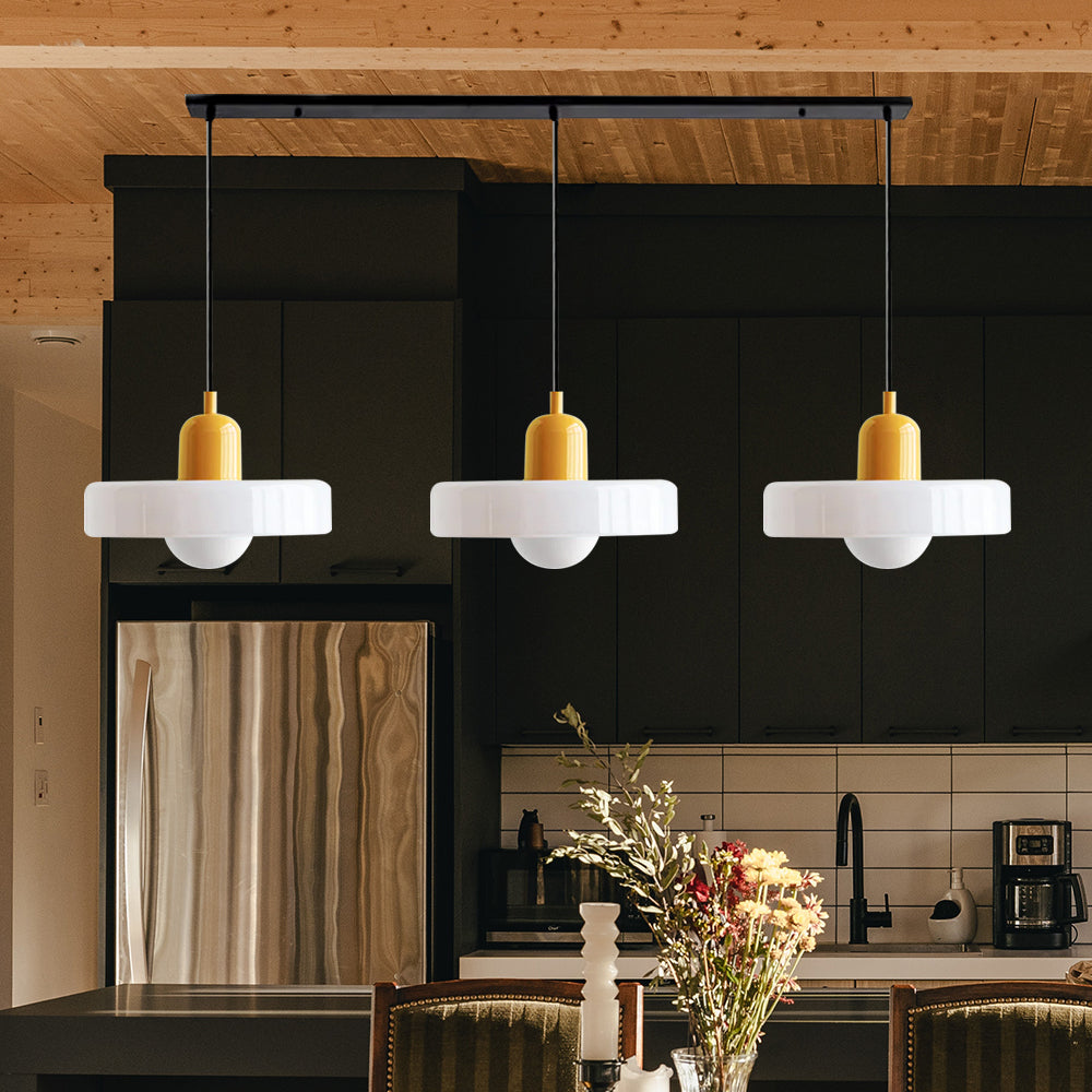 Glass Pendant Lamp 12 Inch Adjustable Height Ceiling Fixture for Bedrooms Nightstands Modern Minimalist Nordic Hanging Light E27 Socket for