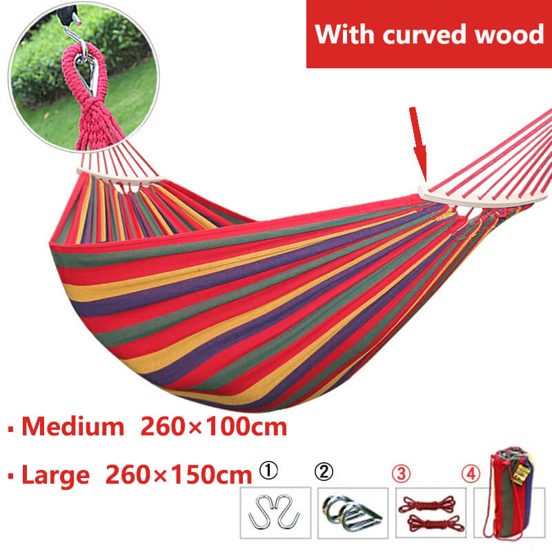 Cotton Blend Swing Hammock with Spreader Bar 102 in Total Length Red Blue for Backyard Patio Camping Outdoor Relaxation Adults Kids Portable