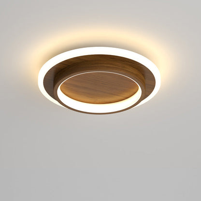 9.4 in Round LED Flush Mount Light with Ring Glow Effect for Hallways Bedrooms Entryways Modern Low-Profile Fixture Aluminum Acrylic