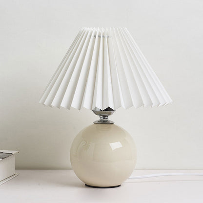 Ceramic Table Lamp with Fabric Shade – Modern Accent Lighting for Bedroom, Living Room & Home Office