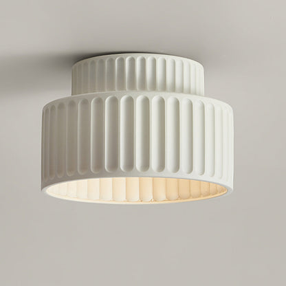 Flush Mount Resin Ceiling Light Fixture E27 Socket Textured Shade White for Kitchen Bedroom Hallway Low Profile Modern Minimalist Scandinavi