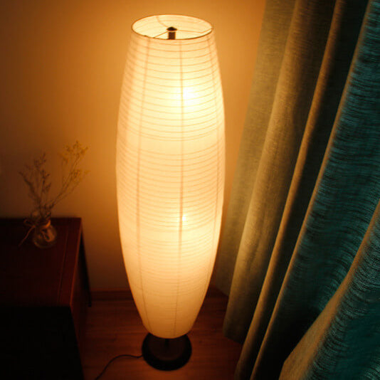 Dual-Socket Upright Lamp with Rice Paper Diffuser 54-Inch Tall White or Black for Bedside & Lounge