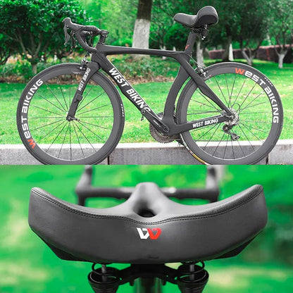 Wide Cushioned Bike Seat with Gel Padding & Breathable Cover for Comfort Cycling Road Mountain City Bikes Men Women Universal Fit