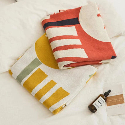 Serena Knitted Blanket - 100% Cotton, Lightweight Modern Floral Design