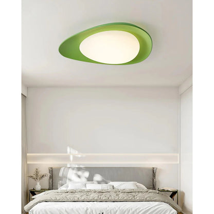 Flush Mount Ceiling Light Botanical Leaf Design Green 16 Inch Adjustable LED for Bedroom Kitchen Dining Room Natural Decor