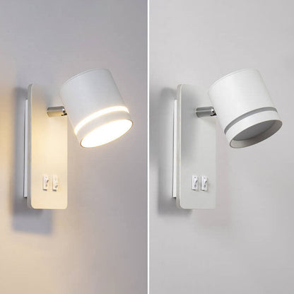 Adjustable LED Reading Sconce 3.3 in Iron Spotlight for Bedroom Hallway Modern Hardwired Task Light Rotatable Arm Wall Fixture Black White