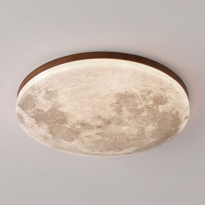 Round Wood Ceiling Light 15 in LED Flush Mount Fixture 24W 2400lm for Bedroom Living Room Hallway Modern Lighting
