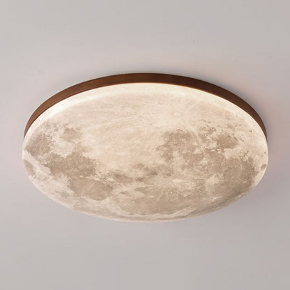 Round Wood Ceiling Light 15 in LED Flush Mount Fixture 24W 2400lm for Bedroom Living Room Hallway Modern Lighting