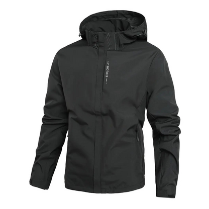 Lightweight Zip-Front Rain Jacket with Hood – Breathable Weather Shell for Men
