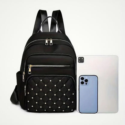 Multi-Compartment Quilted Backpack with Adjustable Straps & Top Handle for School, Work & Travel