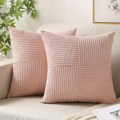 Textured Plush Throw Pillow Cover 18x18 Inch Gray Ribbed Velvet Square Cushion Sham for Couch Bed Living Room Soft Decorative Accent Hidden