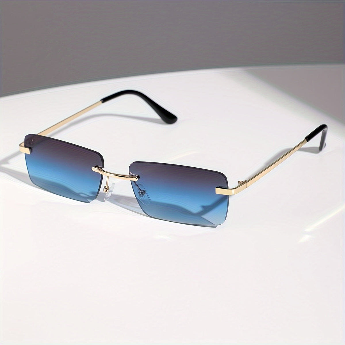 Rimless Sunglasses for Men – Lightweight Metal Frame with UV Protection & Oversized Gradient Lenses for Driving, Outdoor Sports, Beach