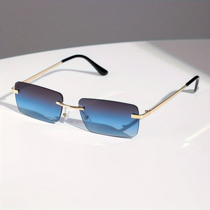 Rimless Sunglasses for Men – Lightweight Metal Frame with UV Protection & Oversized Gradient Lenses for Driving, Outdoor Sports, Beach