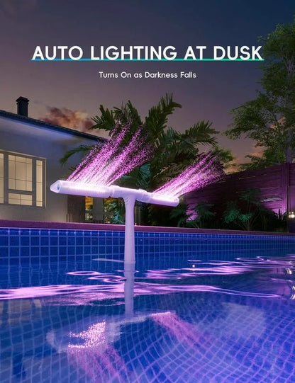Vibrant Solar Pool Fountain with RGB LED Lights & Remote Control | Dual Arch Design for Stunning Night Displays