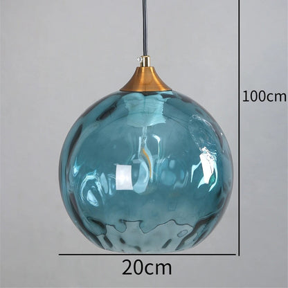 Textured Glass Globe Hanging Light 7.9 Inch Dining Room Island Fixture Adjustable Height Modern Sphere Pendant Minimalist Ceiling Lamp for K